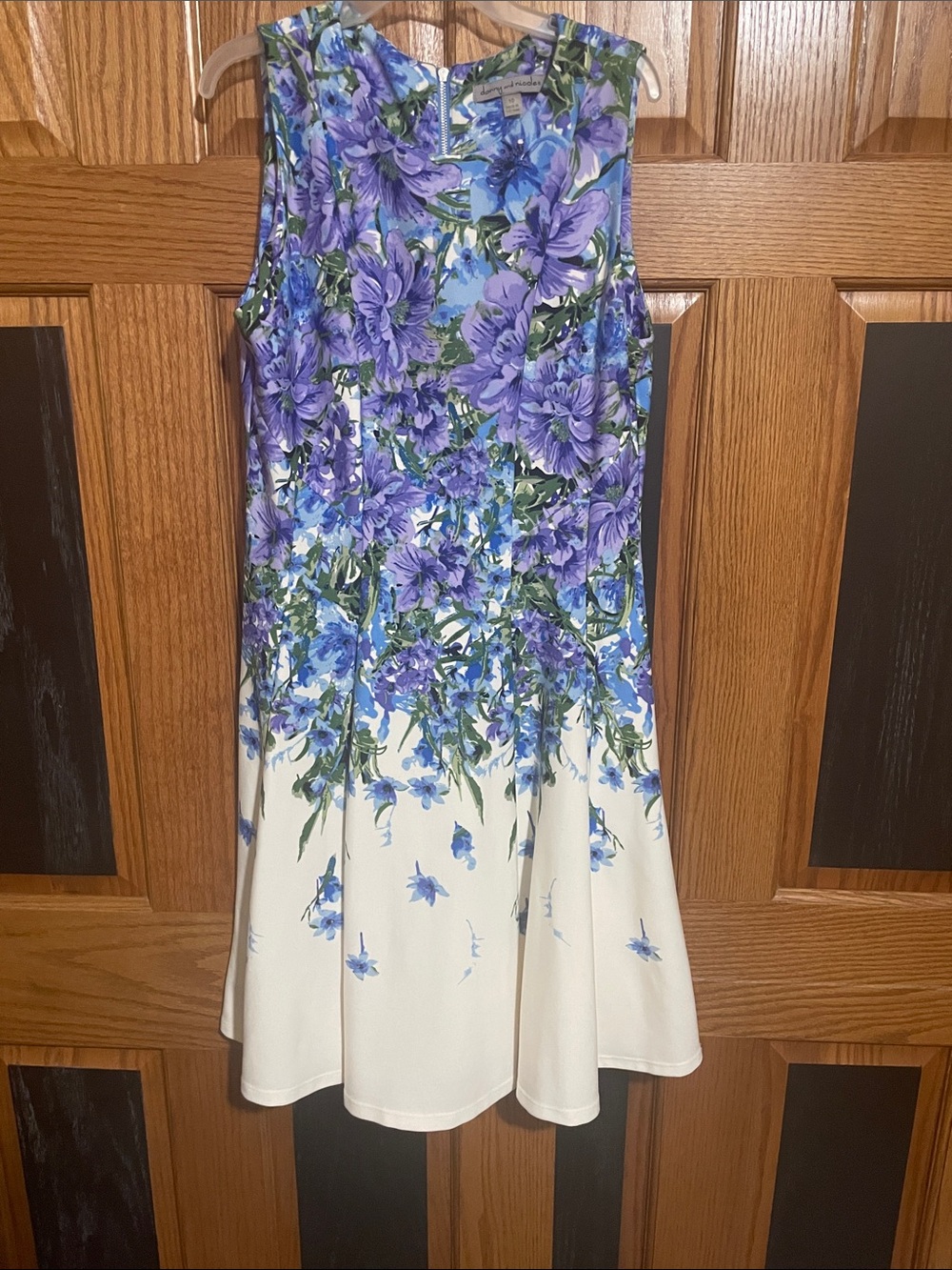 Danny & Nicole Purple Floral Sleeveless Midi Dress on Cream